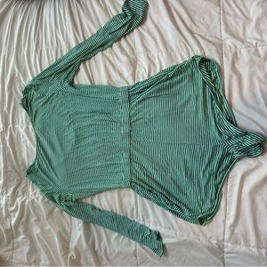 FP Movement by Free People Green Striped Bodysuit
